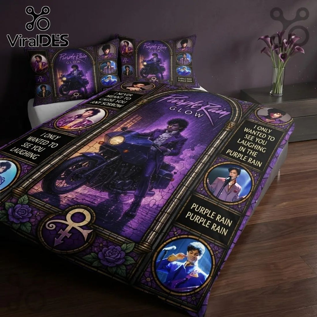 Prince Purple Rain Glow Duvet Bedding Set
