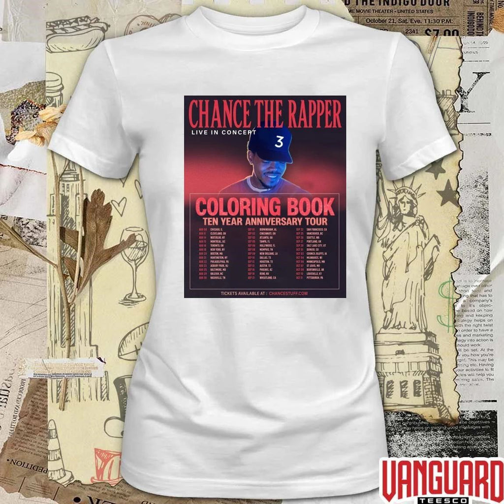 Chance the Rapper Live In Concert Coloring Book Ten Year Anniversary Tour 2026 Poster t-shirt
