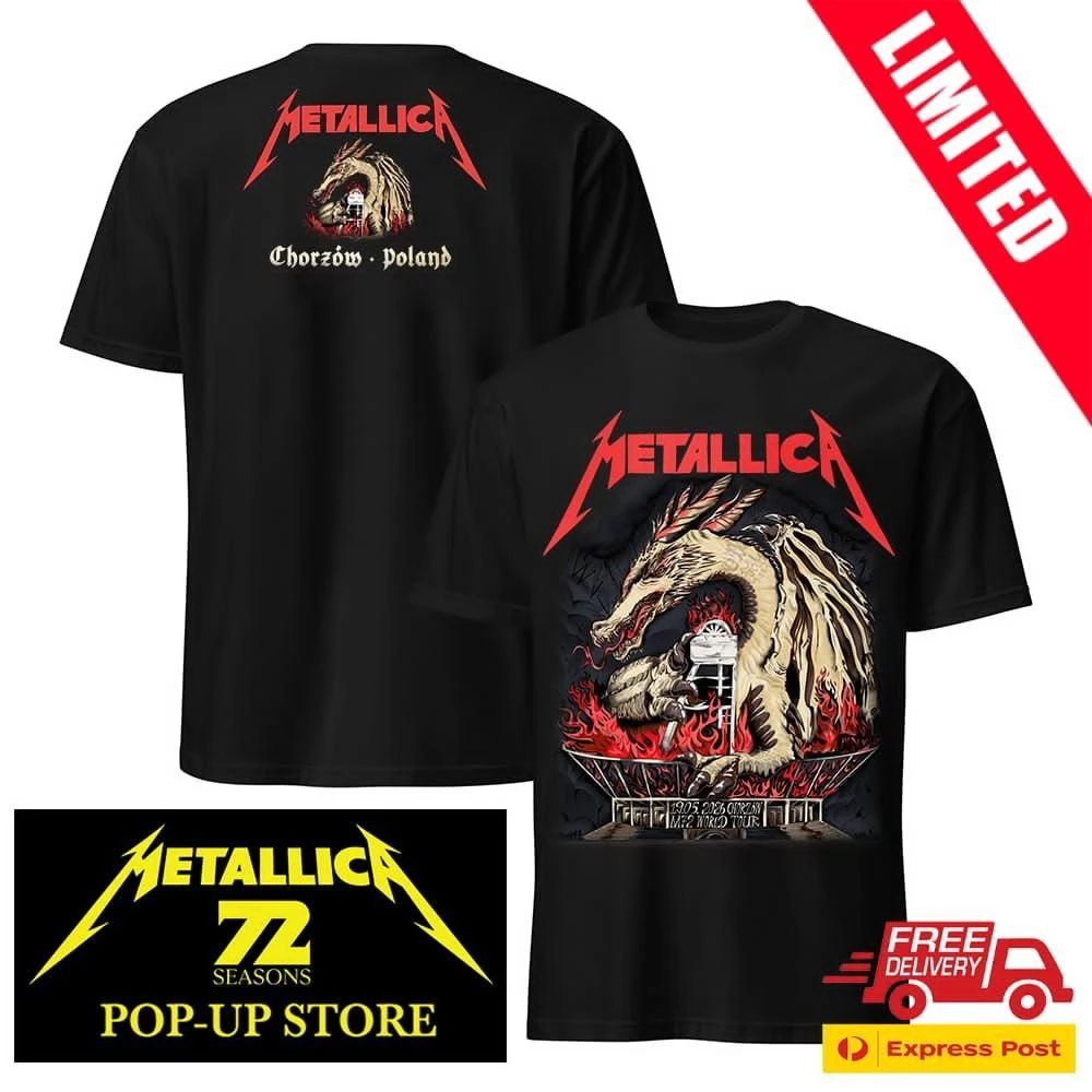 Metallica Limited Edition M72 Chorzow Screen Print For Chorzów Poland At Stadion Śląski On May 19 2026 2 Sides Shirt