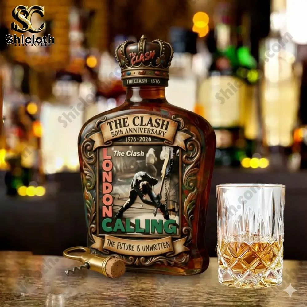 The Clash 50Th Anniversary London Calling Whiskey Glass Bottle