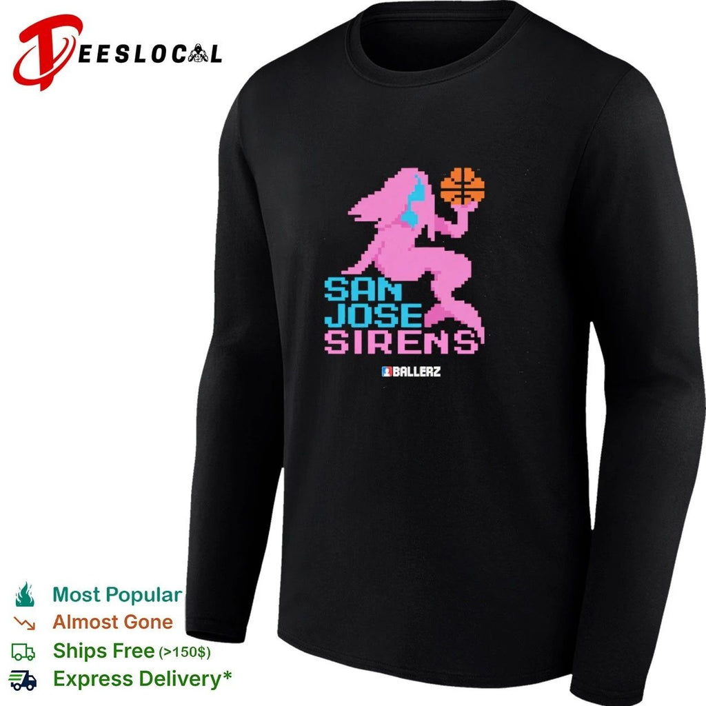 San Jose Sirens Ballerz basketball pixel art T-shirt
