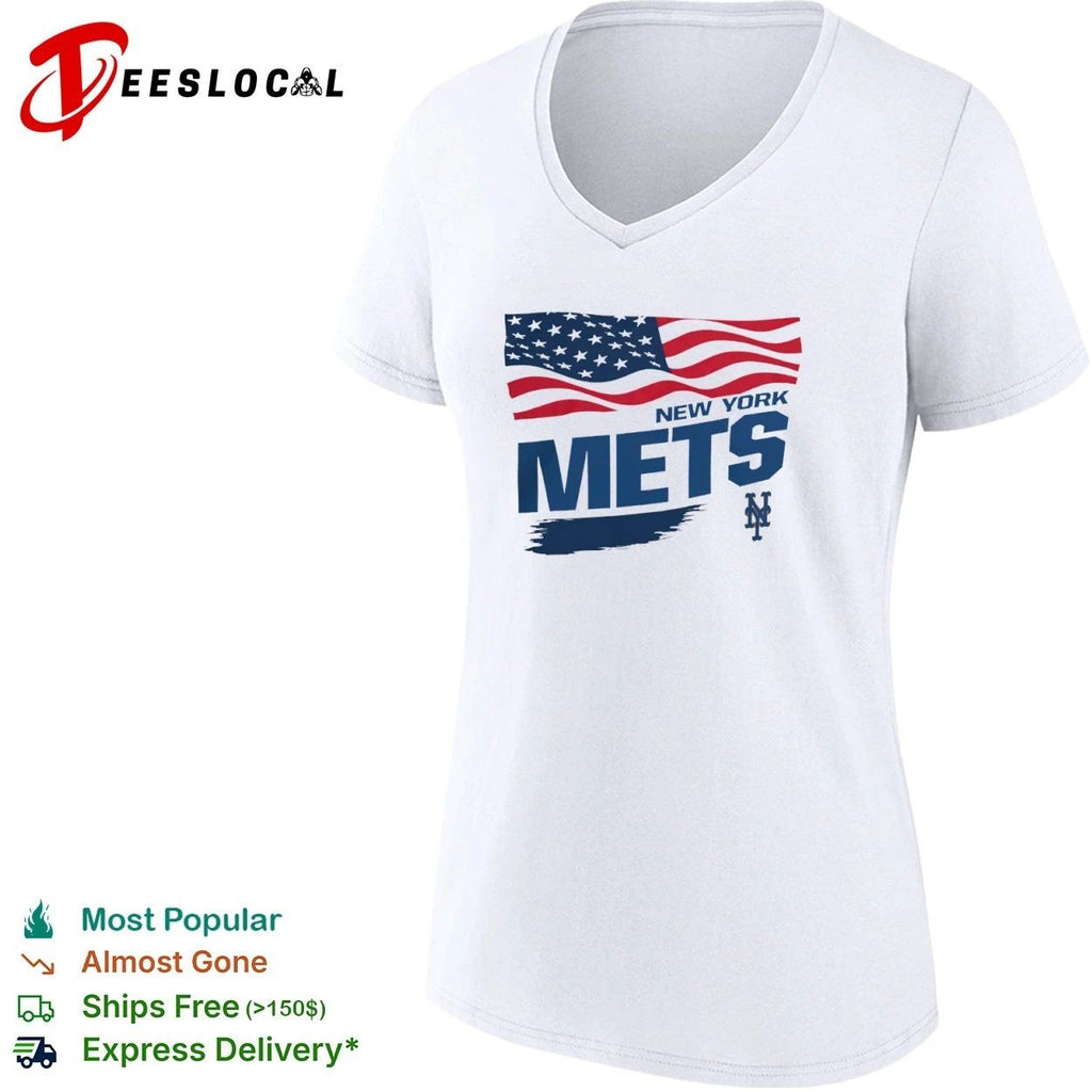 New York Mets Waving American Flag MLB T-shirt