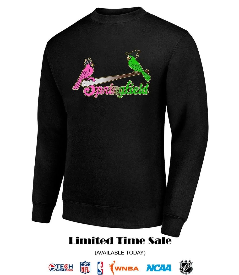 Springfield Cardinals Baseball pink and green logo shirt
