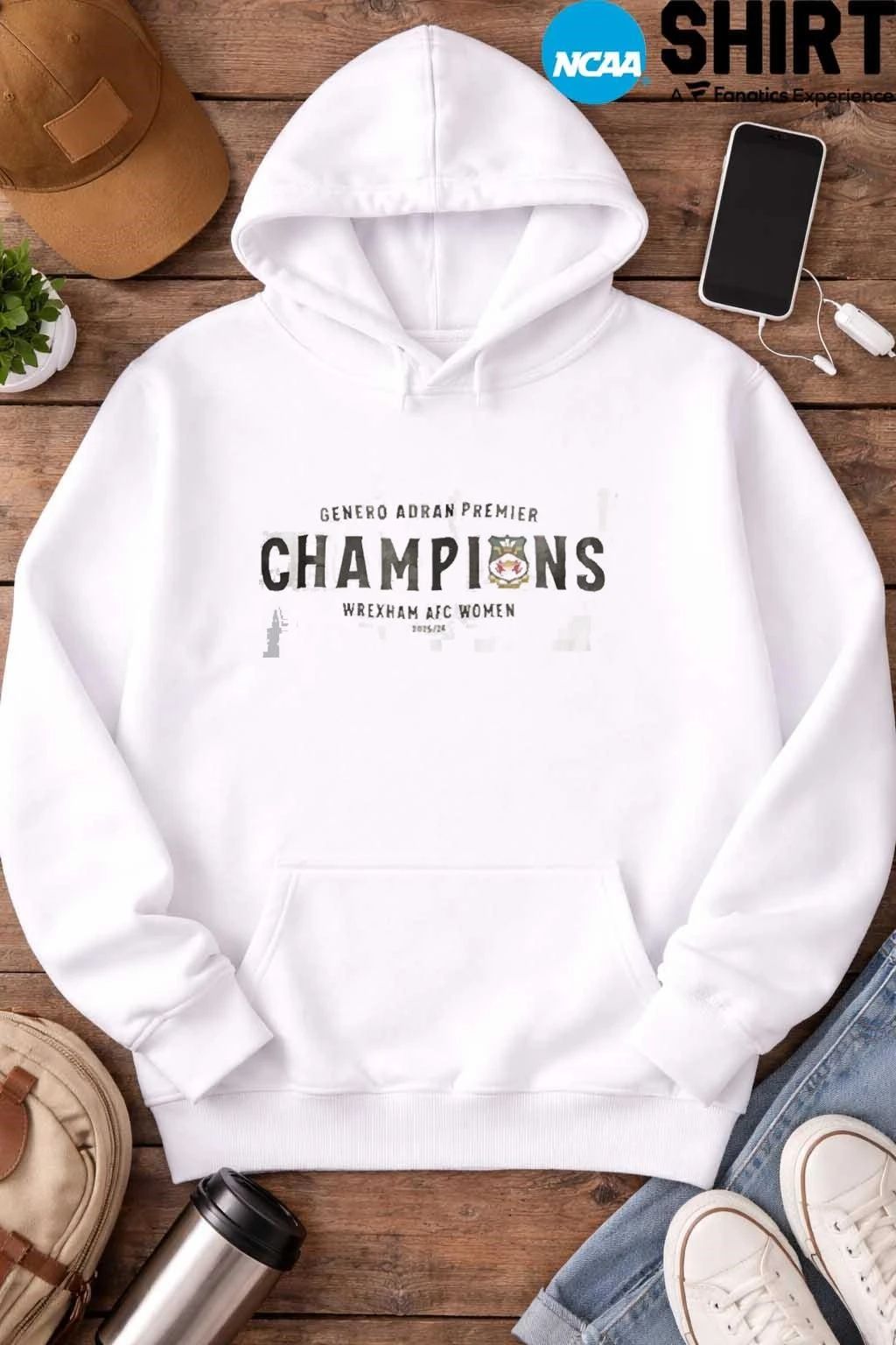 Wrexham AFC Women 2026 Genero Adran Premier Champions Locker Room T-Shirt