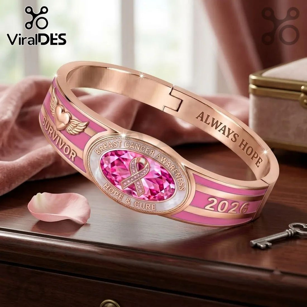 Breast Cancer Awareness 2026 Survivor Hinged Bracelet