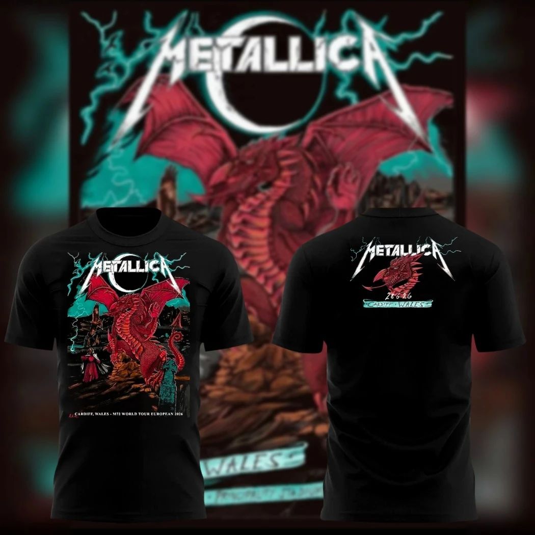 Metallica M72 Shirt By Duchess Of Dark Red Dragon Artwork Principality Stadium Cardiff Wales 2026 Concert Tee