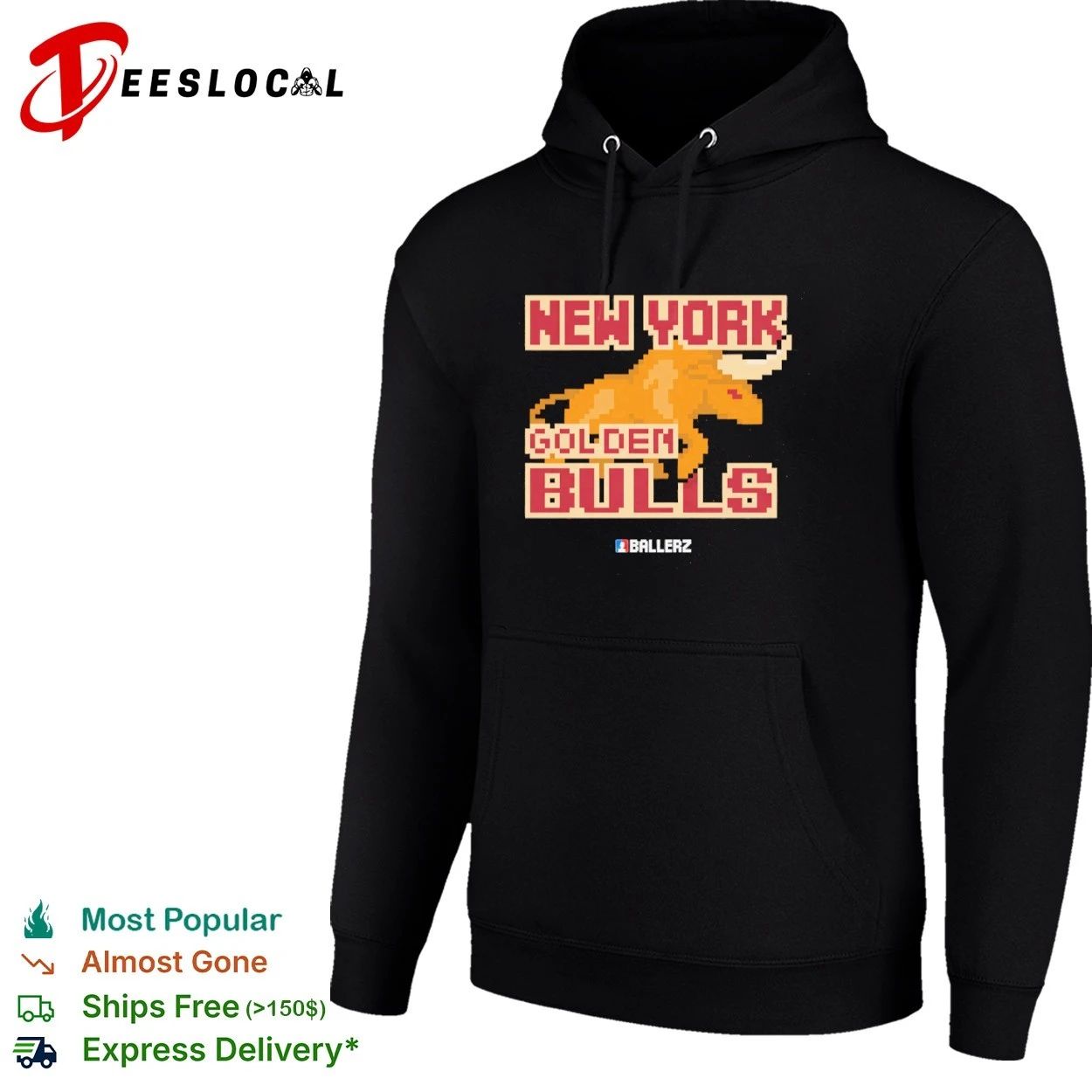 New York Golden Bulls pixel art sports team T-shirt