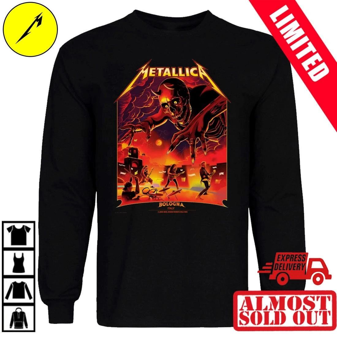 Metallica Pop-Up Shop Official Shirt Bologna Italy 2026