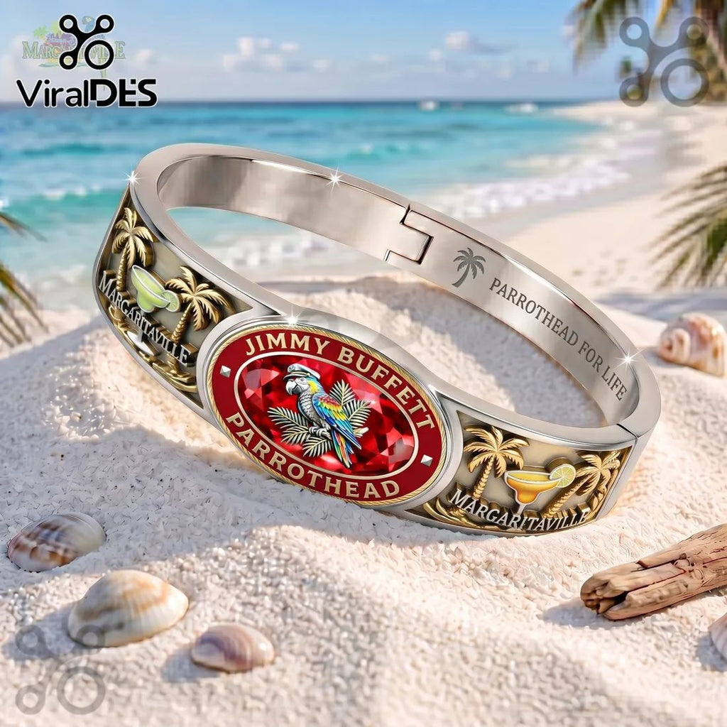 Jimmy Buffett Margaritaville Gold Tone Engraved Bracelet
