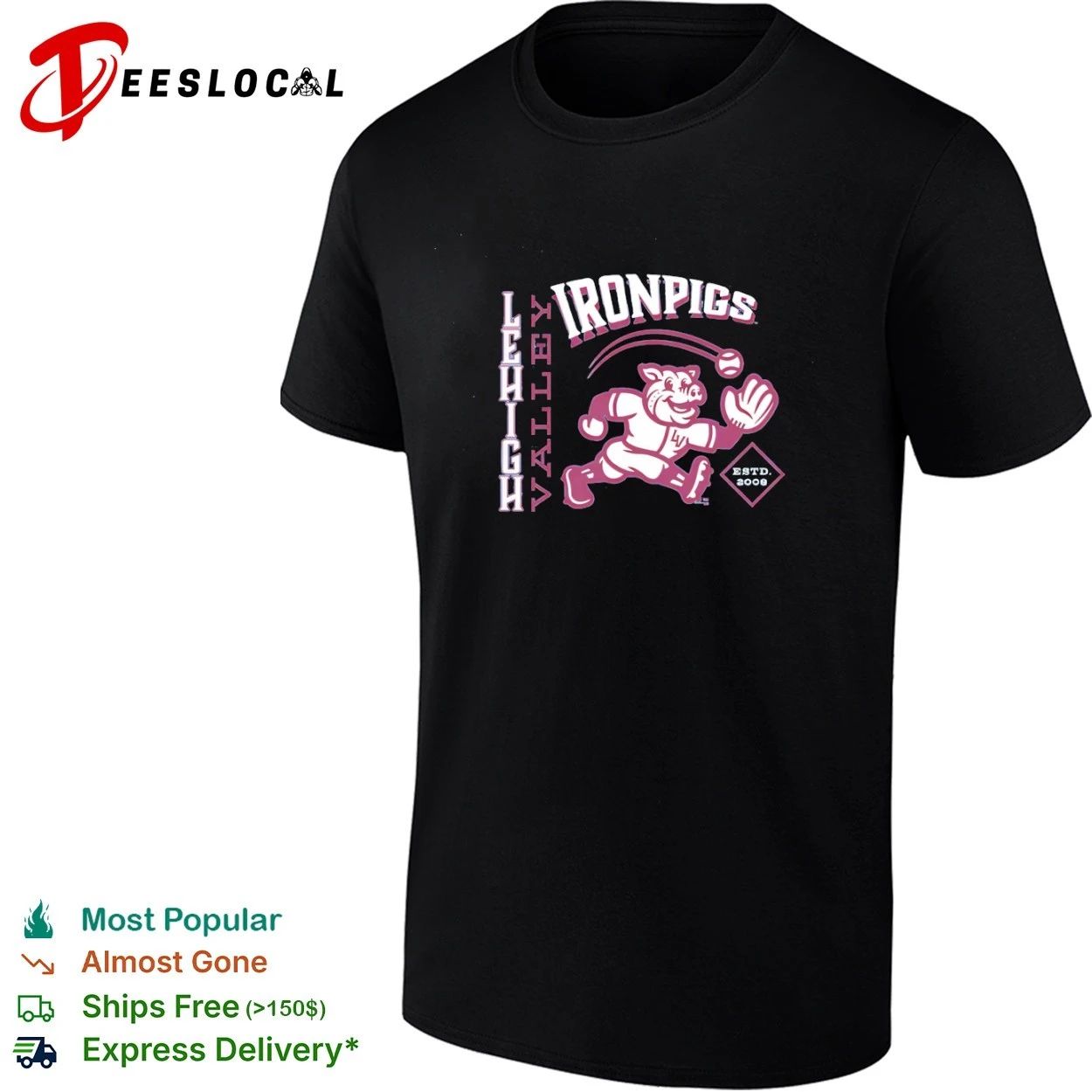 Lehigh Valley IronPigs Arched Catch Lehigh Valley IronPigs Retro T-shirt