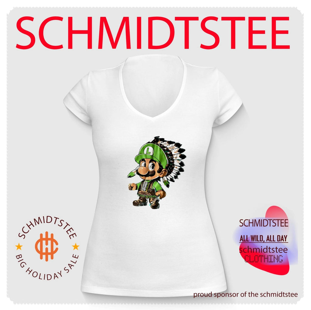 Luigi Native American Headdress Cartoon shirt