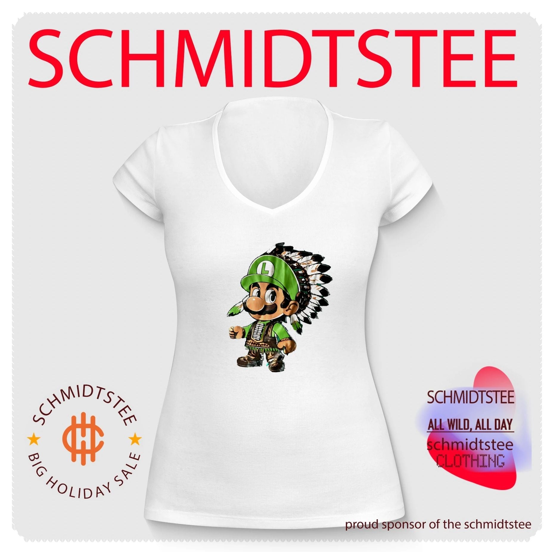 Luigi Native American Headdress Cartoon shirt