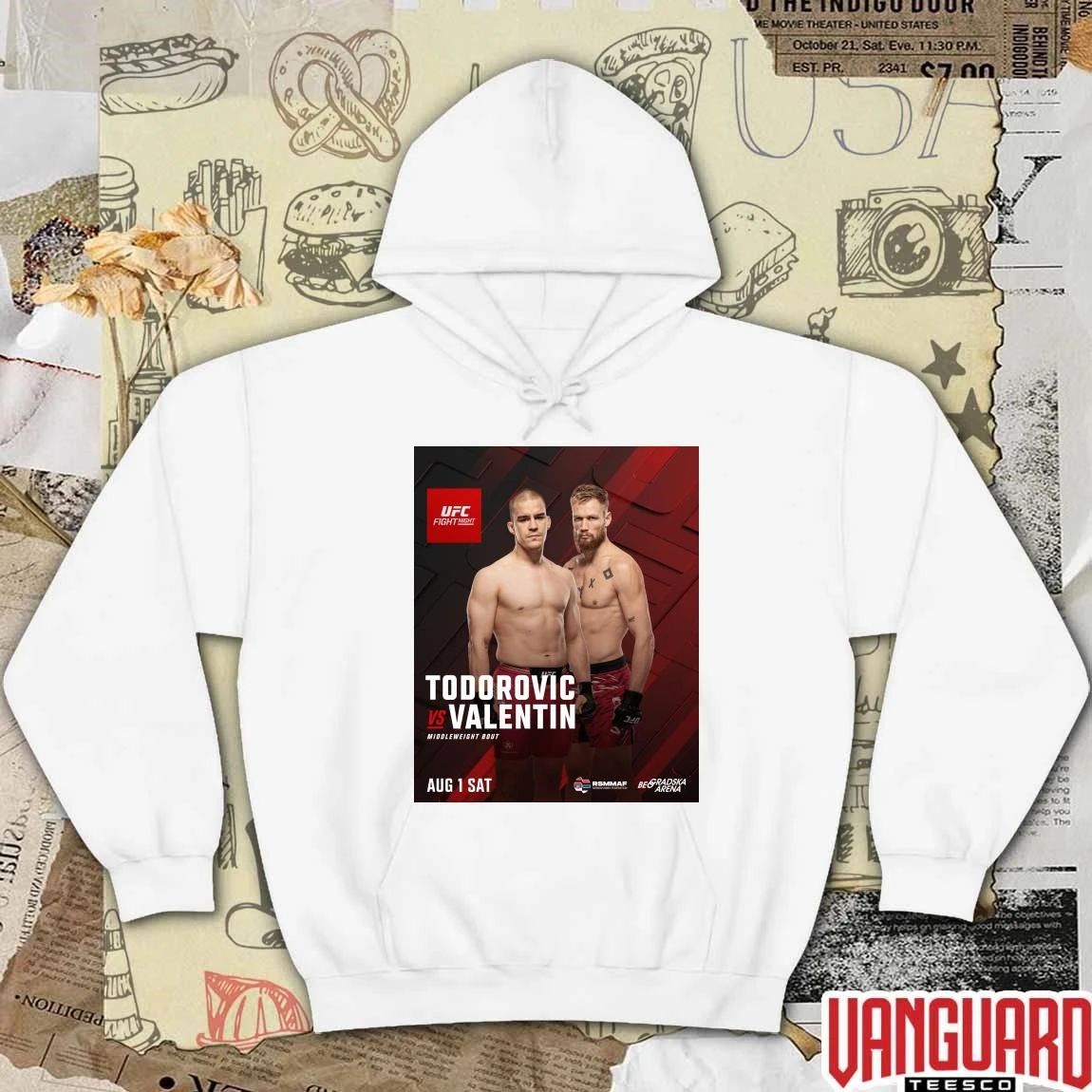 UFC Fight Night Todorovic Vs Valentin Middleweight Bout August 1 2026 Poster t-shirt