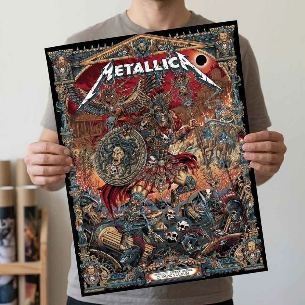 Metallica World Tour M72 Athens May 9 2026 Olympic Stadium Greece Pop-Up Poster Canvas Wall Art Gojira x Knocked Loose By Juan Ma Orozco