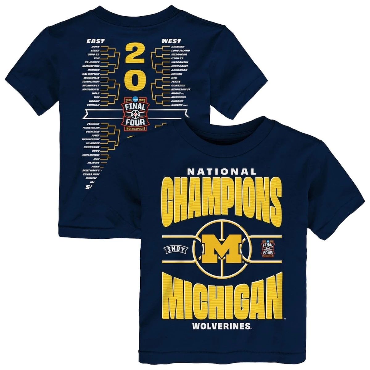 2026 Michigan Wolverines National Champions NCAA Men’s Basketball Bracket T-Shirt