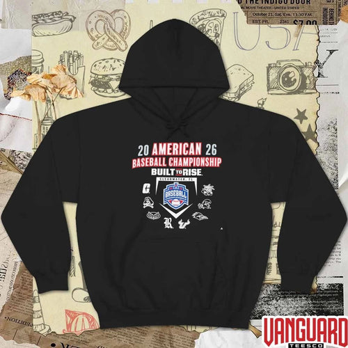 2026 American Athletic Pop Up Now Baseball Championship Built To Rise Clearwater FL Logos t-shirt