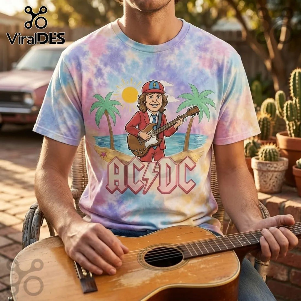 AC/DC Pastel Beach Road Trip Tee Shirt