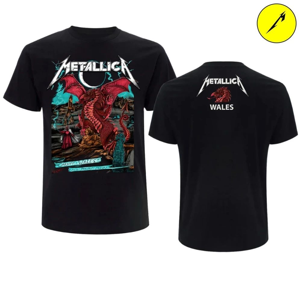 Metallica M72 Cardiff 2026 Pop-Up Shop Merch T-Shirt – June 28, 2026 Principality Stadium, Wales – Art By Duchess Of Dark – Limited Edition Dragon Design 2026