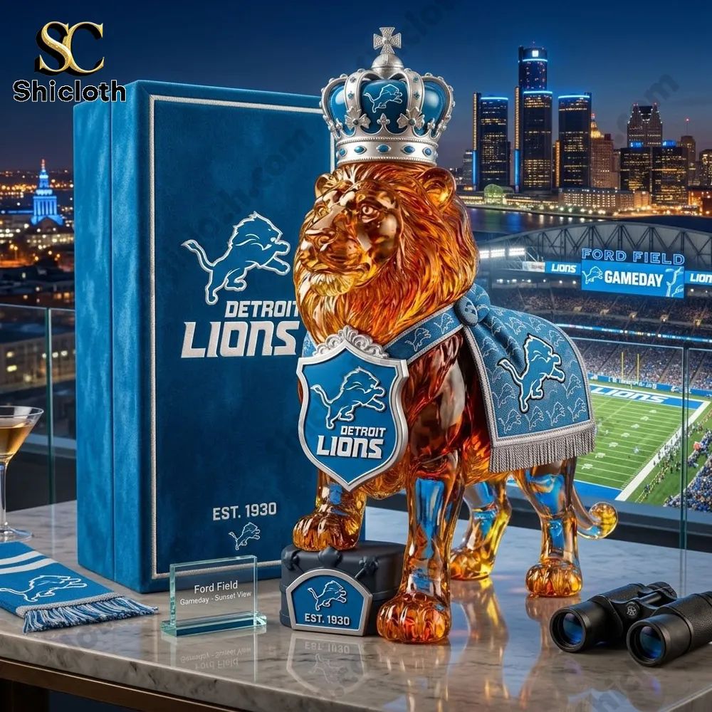 Detroit Lions Crown Royal Whiskey Lion Bottle