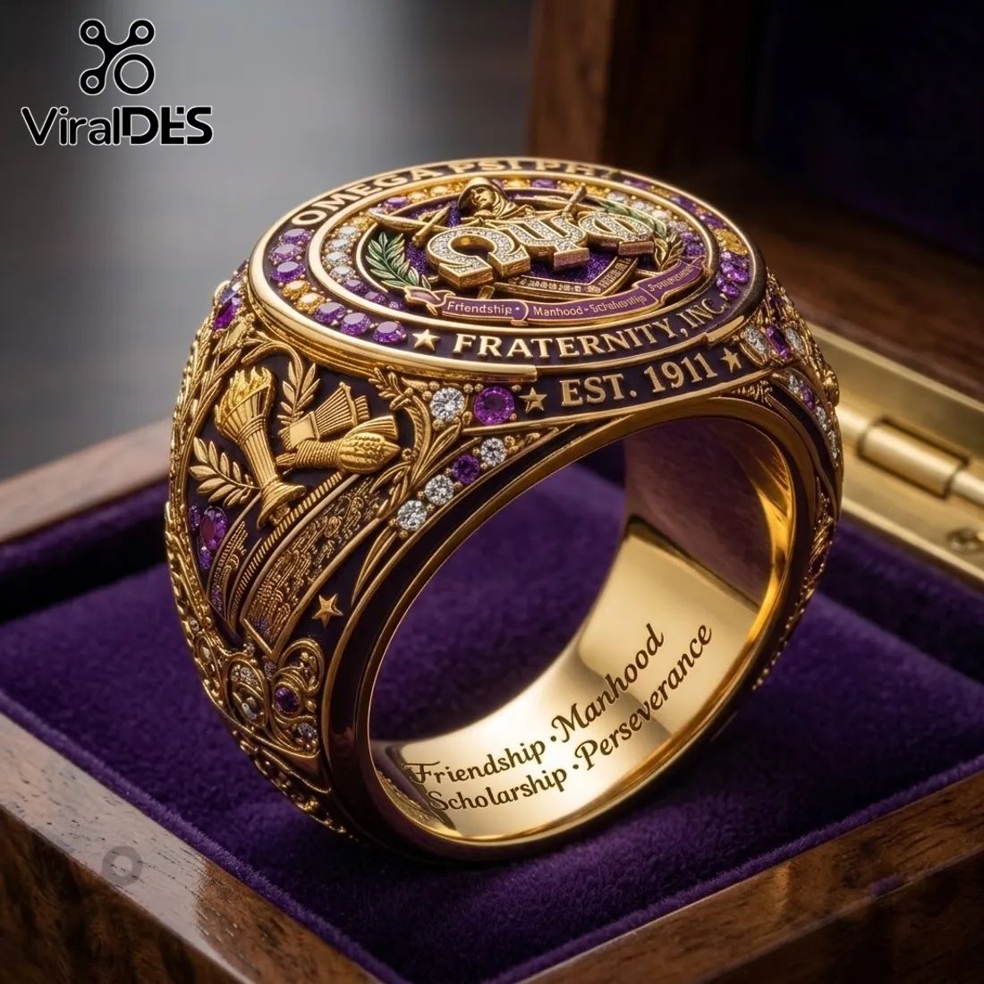 Omega Psi Phi 1911 EST Fraternity Ring