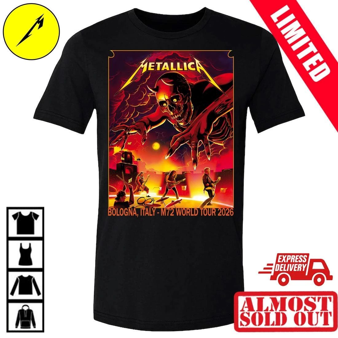 Metallica Bologna June 3 2026 Concert Merch Shirt