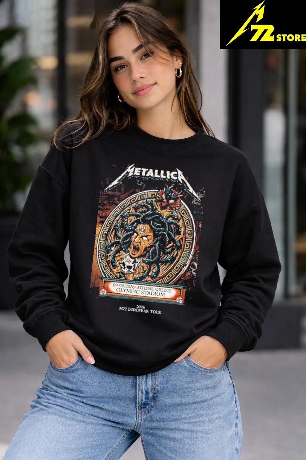 Metallica M72 Athens Fan Card Pop Up Shop At Olympic Stadium Greece On May 9 2026 M72 European Tour Medusa Art Shirt