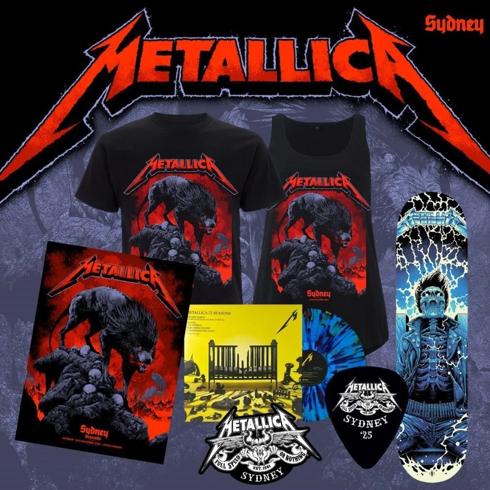 Metallica M72 Sydney Australia 2025 Pop Up Shop Poster By Ken Taylor At Accor Stadium On 15 November 2025 The Wolf Art T-Shirt