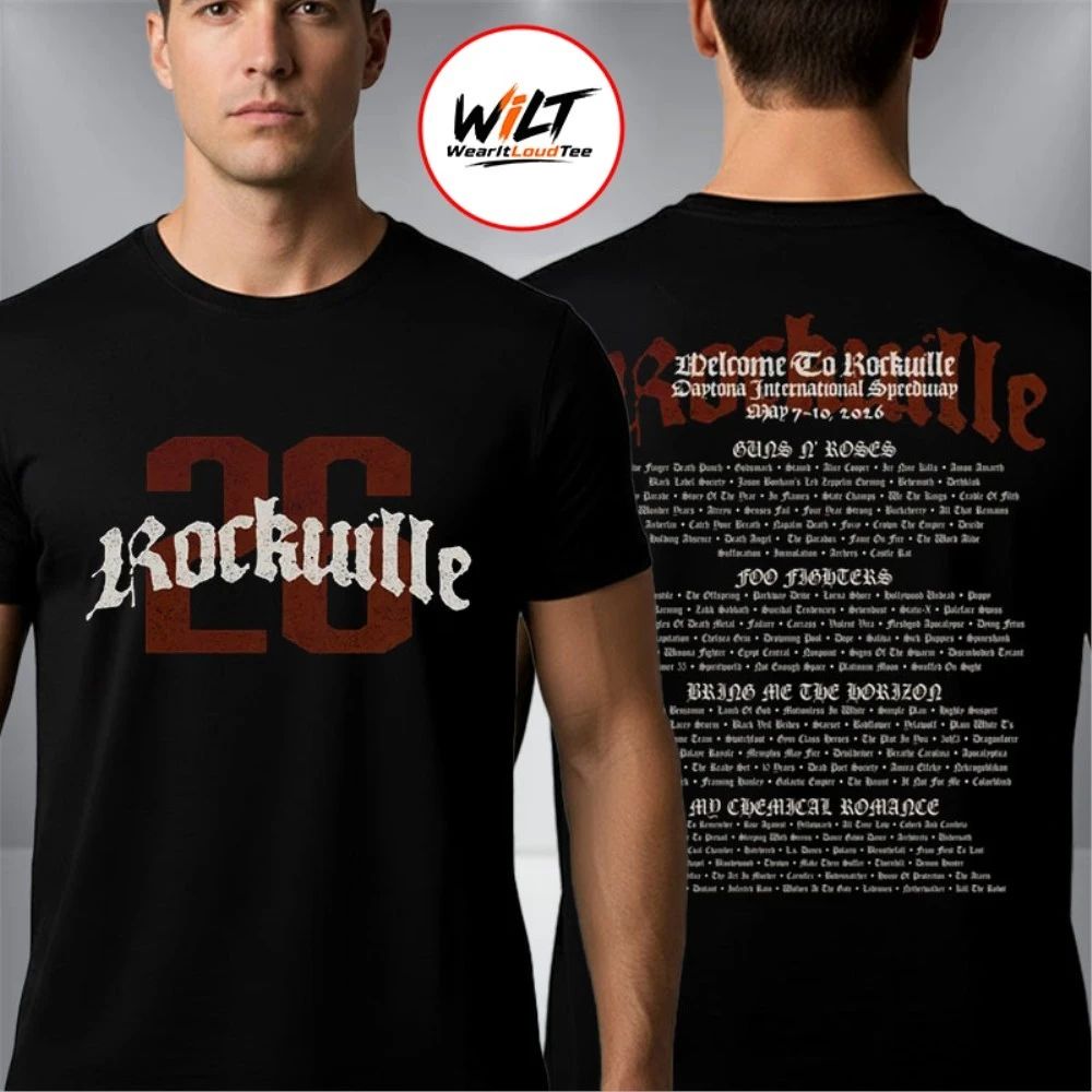 Welcome To Rockville 2026 Festival Merch Daytona Beach Florida Rockville 26 Logo Grunge With Lineup Shirt