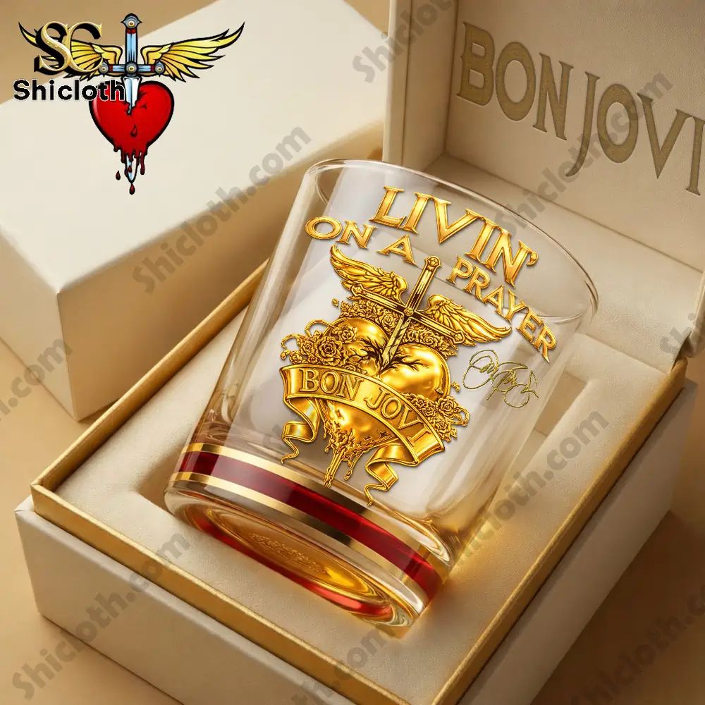 Bon Jovi Livin’ On A Prayer Whiskey Glass