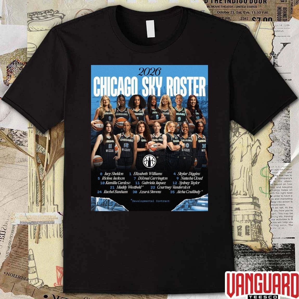 2026 Roster For The Chicago Sky Wnba Team Poster t-shirt