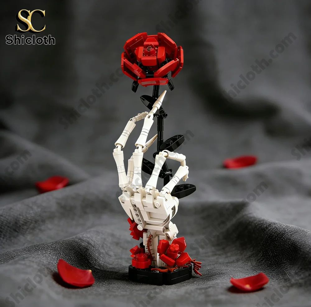 Gothic Skeleton Hand & Rose Brick Set