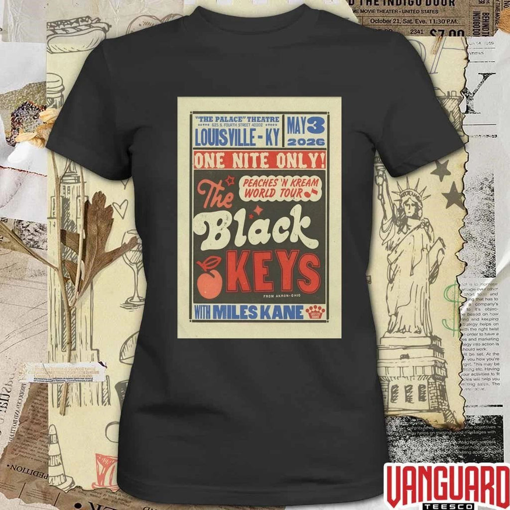 The Black Keys Peaches ‘N Kream World Tour May 3 2026 Louisville KY Poster t-shirt
