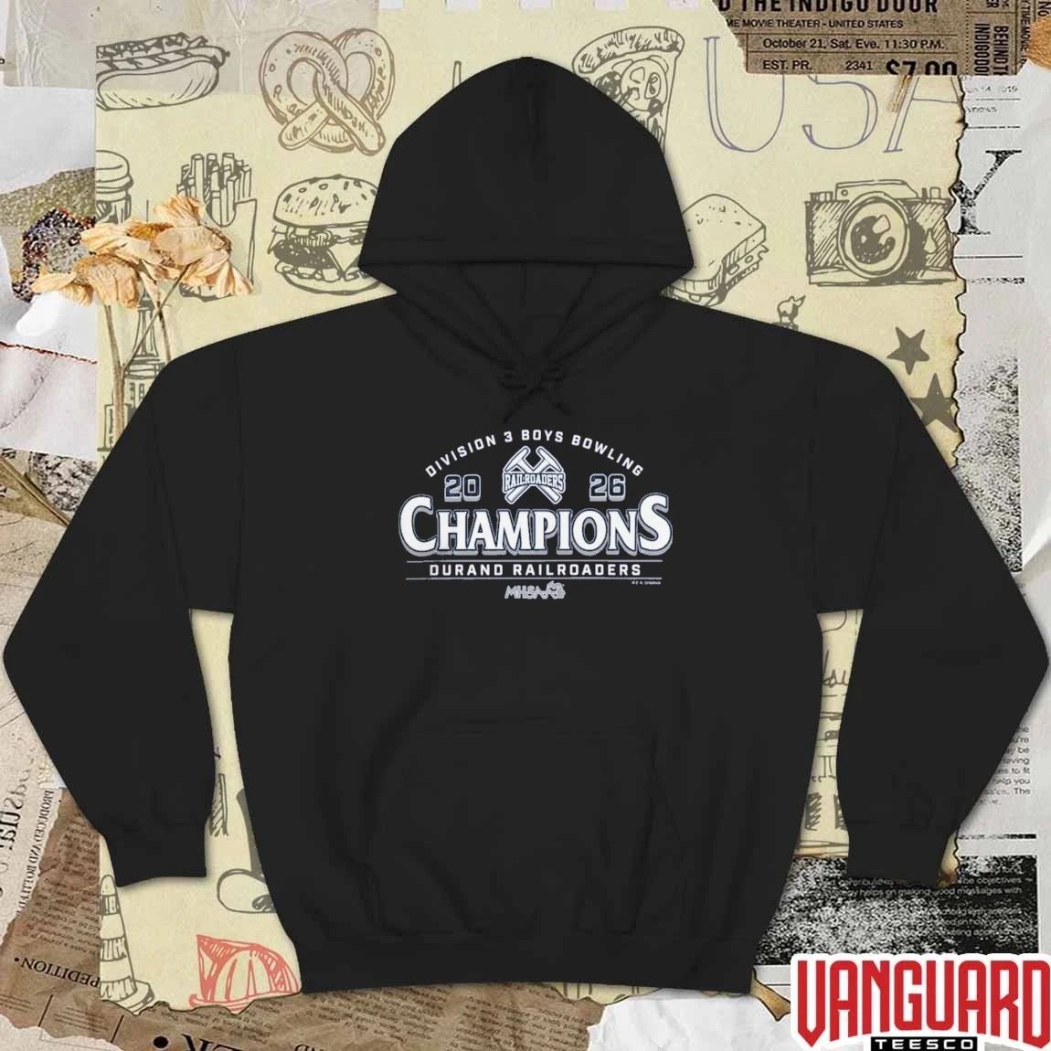 2026 MHSAA Boys Bowling D3 Champions Durand Railroaders t-shirt