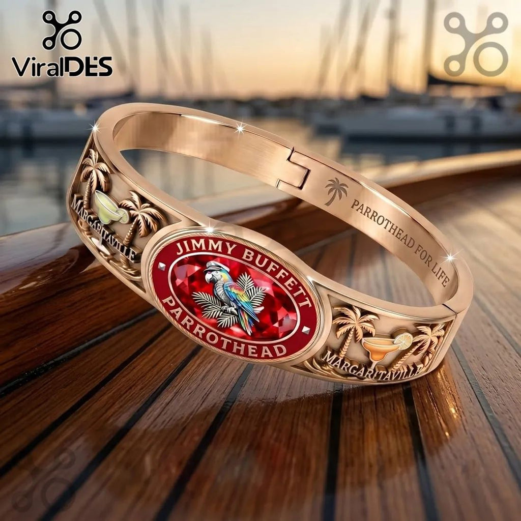 Jimmy Buffett Margaritaville Gold Tone Engraved Bracelet
