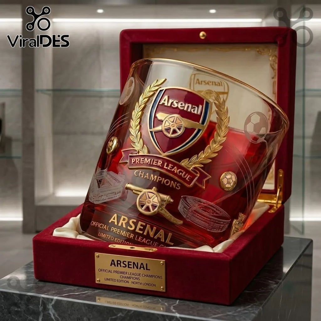 Arsenal FC Premier League Champions 2026 Whiskey Glass