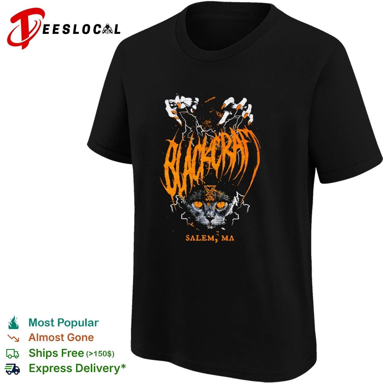 Blackcraft Salem MA Cat Gothic Apparel T-shirt