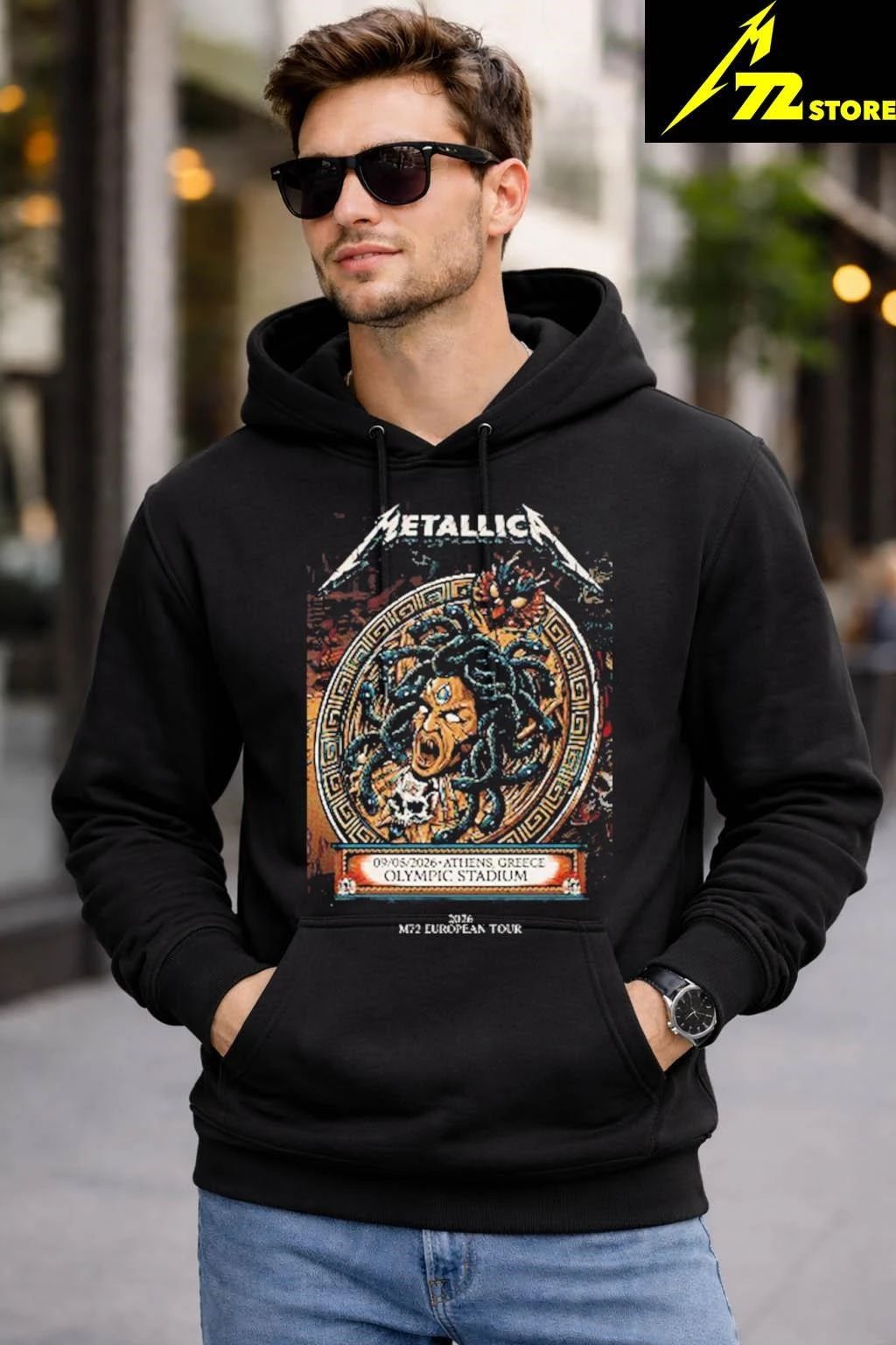 Metallica M72 Athens Fan Card Pop Up Shop At Olympic Stadium Greece On May 9 2026 M72 European Tour Medusa Art Shirt