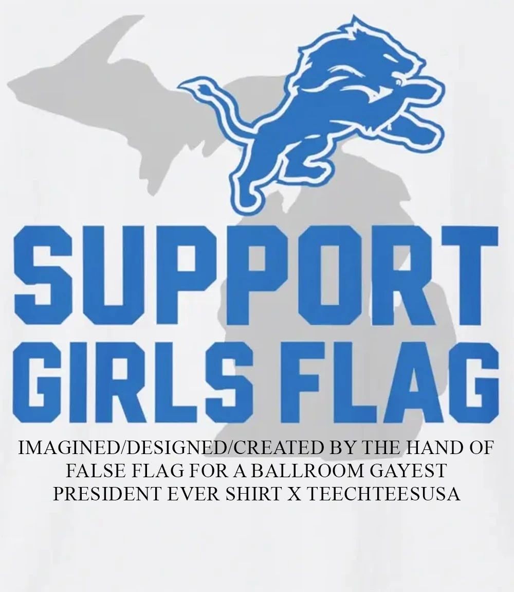 Detroit Lions support girls flag shirt