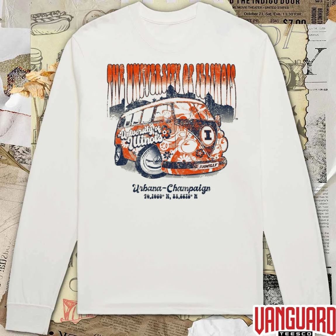 Illinois Fighting Illini Tan Flower Bus BOGO The University Of Illinois Urbana Champaign t-shirt