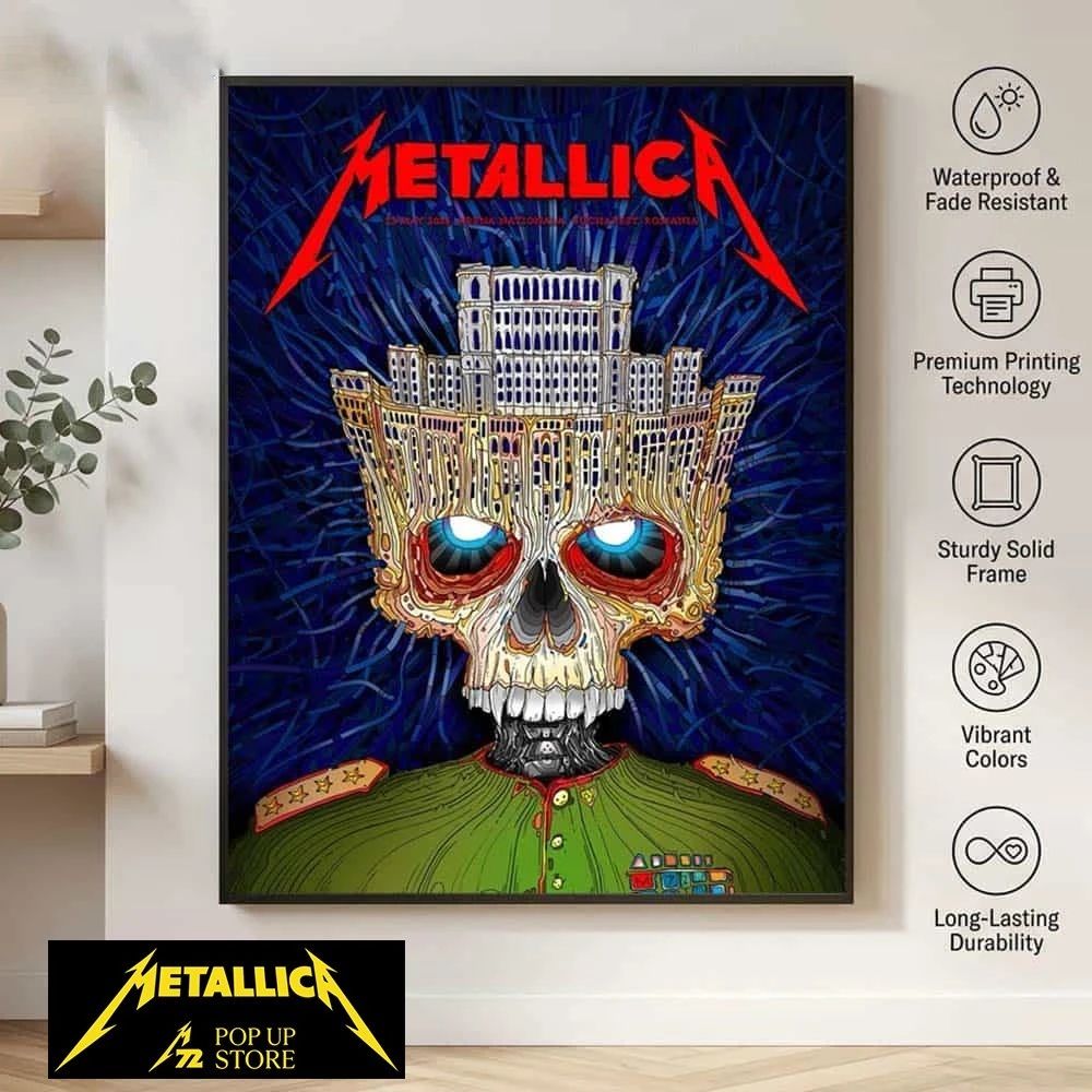 Metallica Bucharest 2026 Venue Poster Palace of the Parliament Skull For May 13 2026 At Arena Nationala M72 Bucharest Romania Poster Canvas