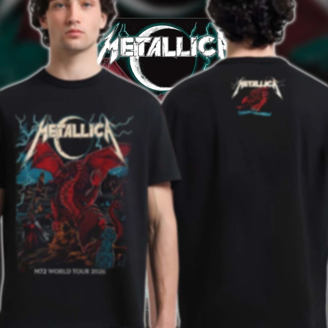 Metallica M72 Cardiff Wales 2026 Event Tee At Principality Stadium On 28 June 2026 Red Dragon Art Two Sided T-Shirt