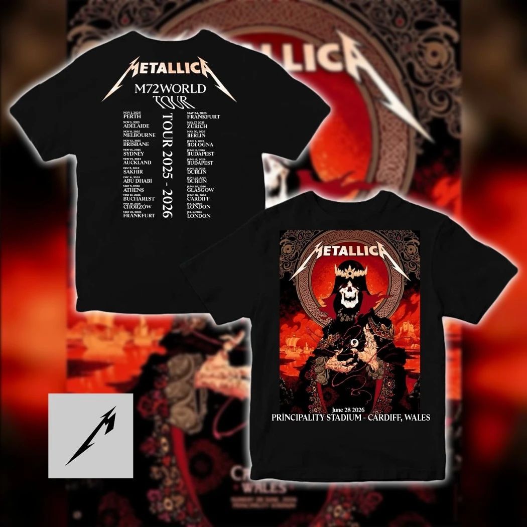 Metallica M72 World Tour 2026 Cardiff T-Shirt – Peter Diamond Limited Principality Stadium Event Merch