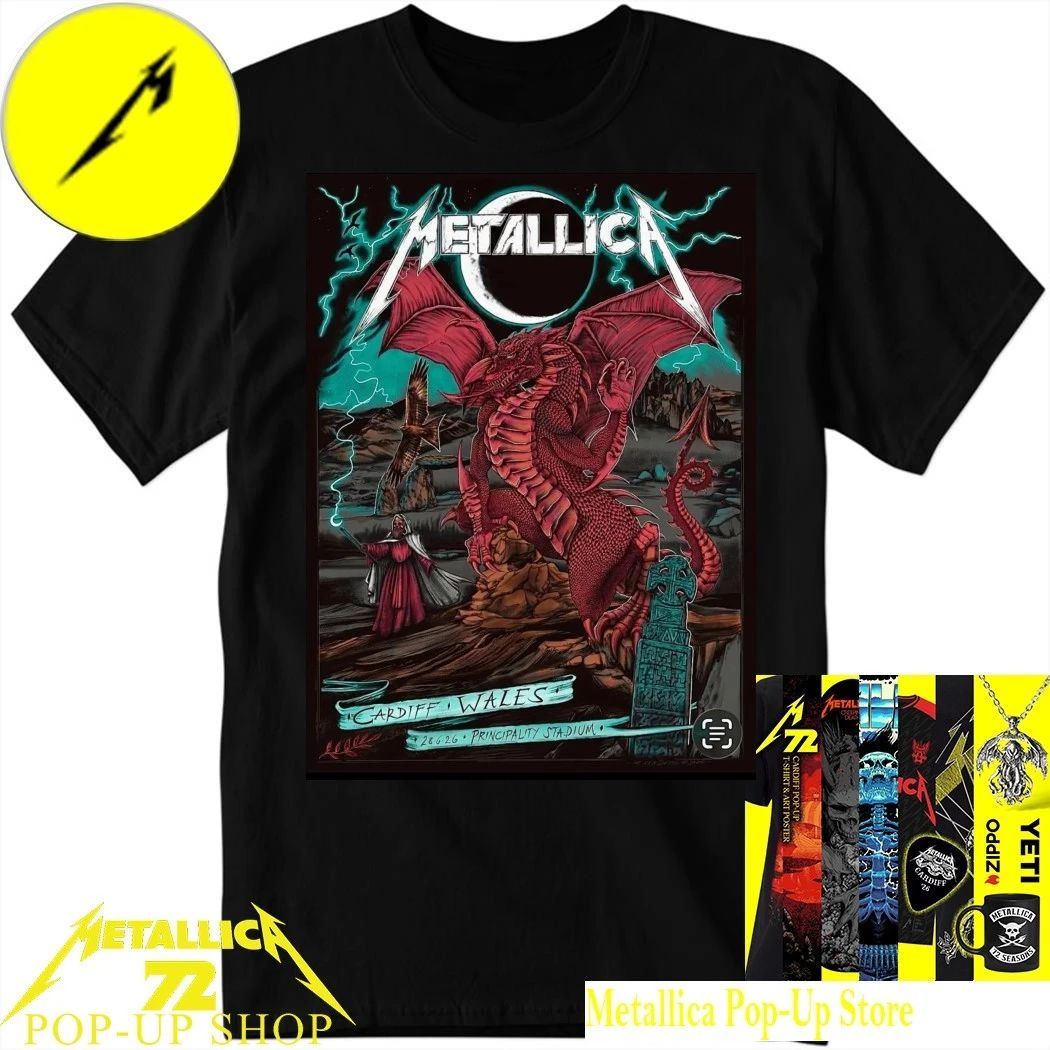 Metallica M72 Cardiff 2026 Red Dragon Artwork T-Shirt