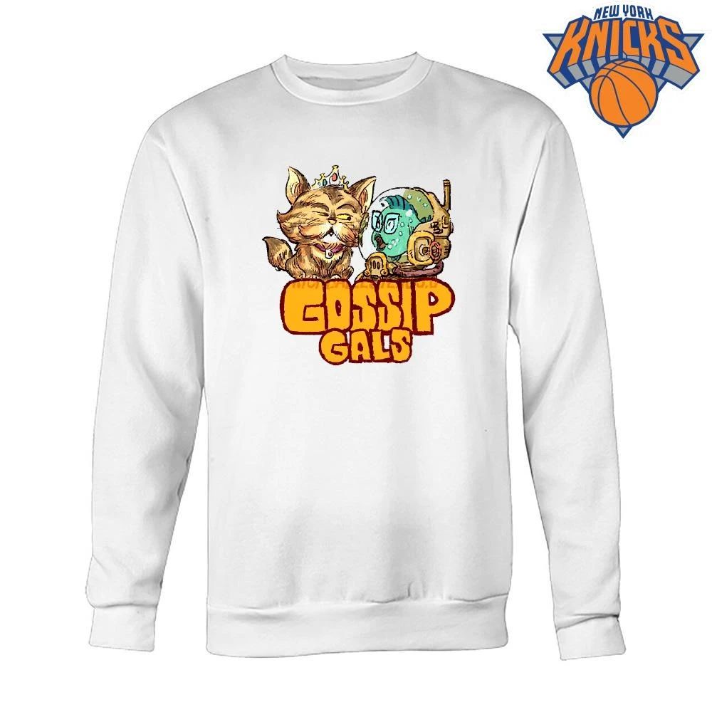 Gossip Gals Cute Royal Cat and Fish Astronaut Cartoon Illustration Graphic shirt