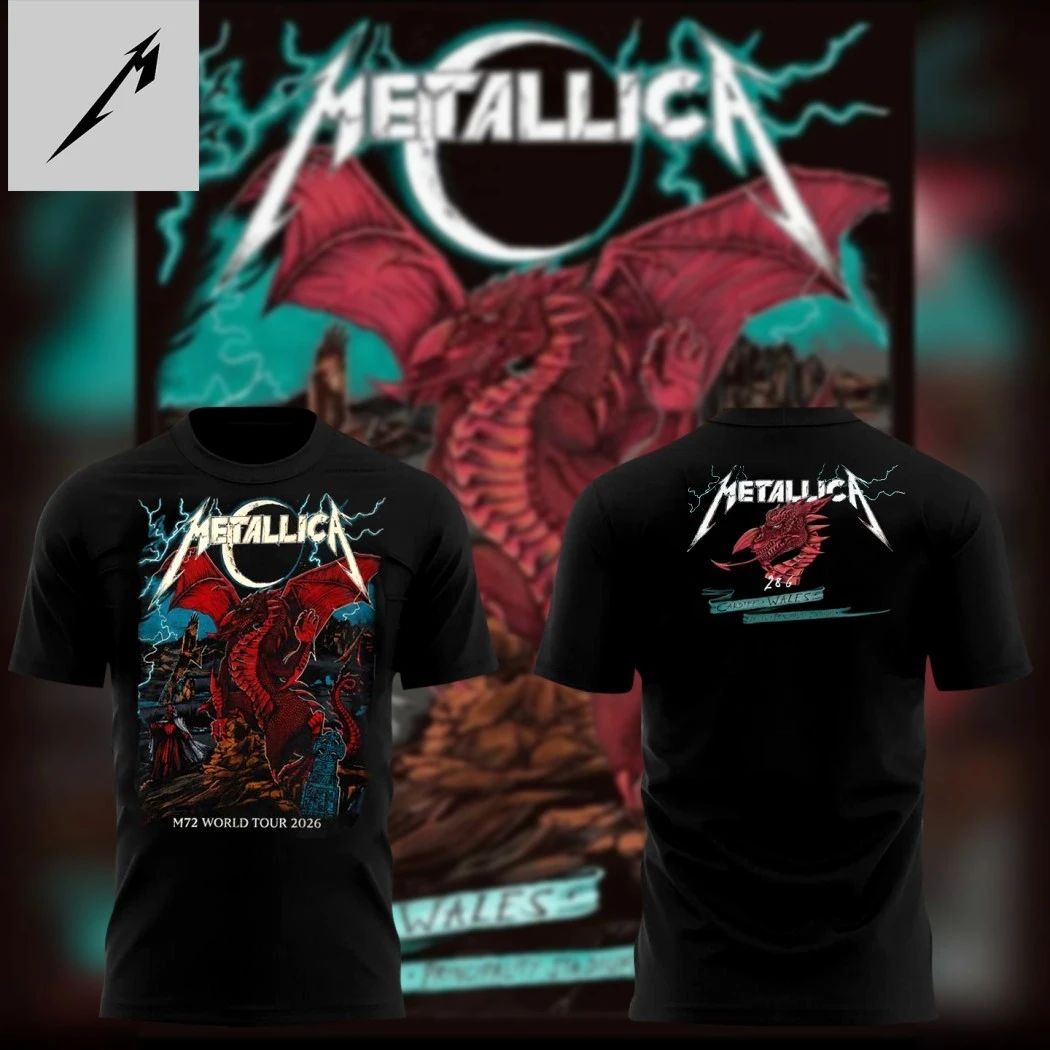 Vintage Metallica M72 Tour 2026 Cardiff Wales Dragon Red Shirt