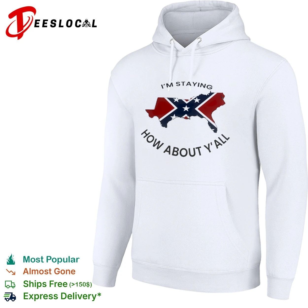 I’m Staying How About Y’all Confederate Flag Map T-shirt