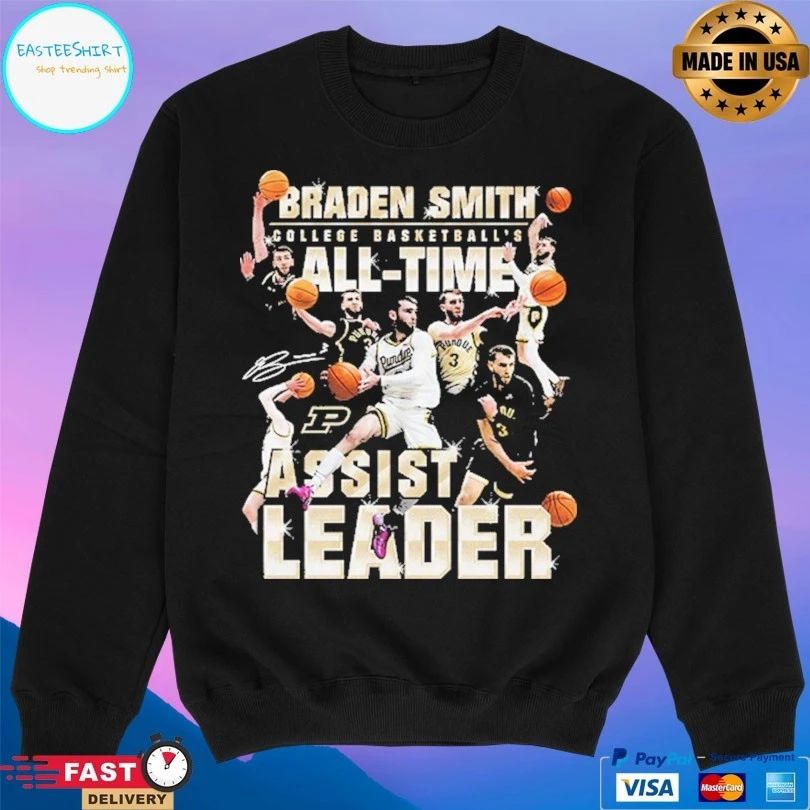 Purdue Boilermakers Men’s Basketball Braden Smith College Basketball’s All-Time Assist Leader T-shirts