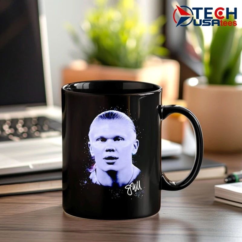 Erling Haaland Manchester City big head signature shirt