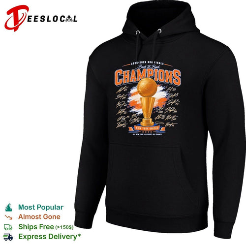 2025-2026 NBA Finals Back to Back Champions NY Knicks Trophy Signature Art T-shirt