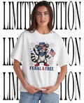Raccoon American Cowboy Independence Day Fourth of July Feral and Free shirt